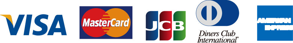 VISA、Mastercard、JCB、Diners Club、American Express
